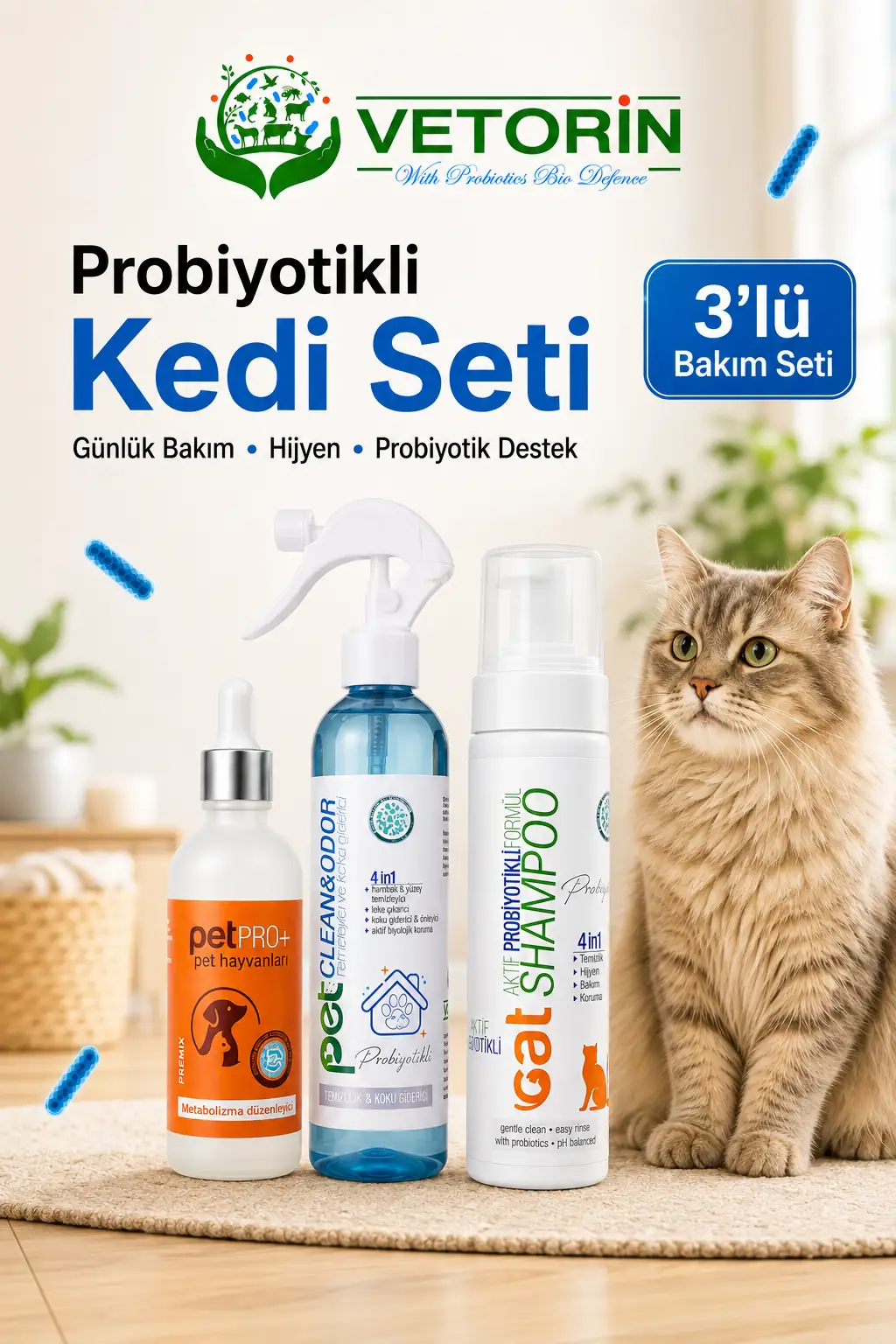 Vetorin 3’lü Kedi Bakım Seti 3 ürün