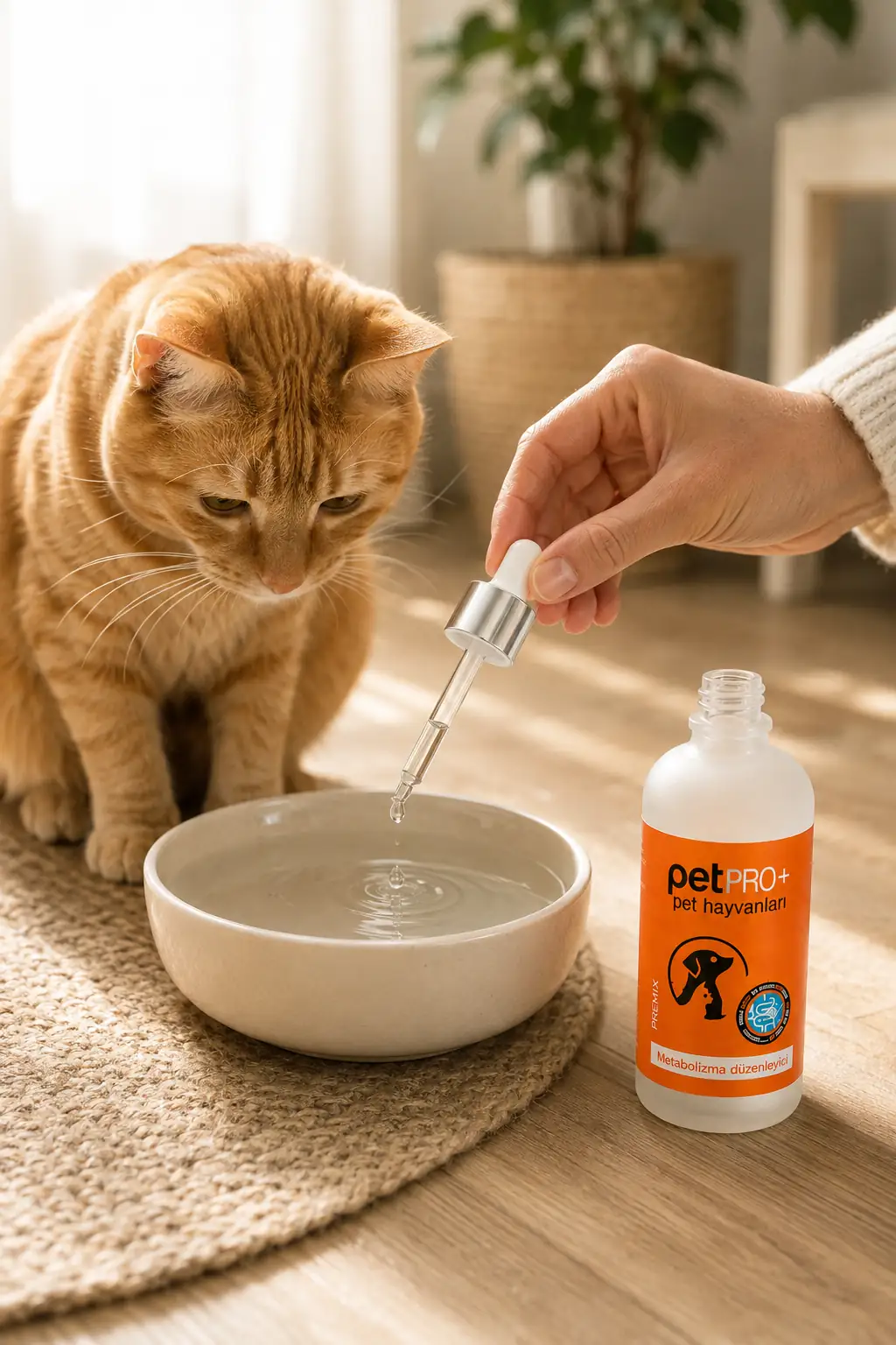 PetPro+ probiyotik kedinizin suyuna ekleniyor